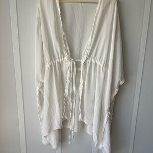 White Sheer Tie-Front Bathing Suit Cover-Up